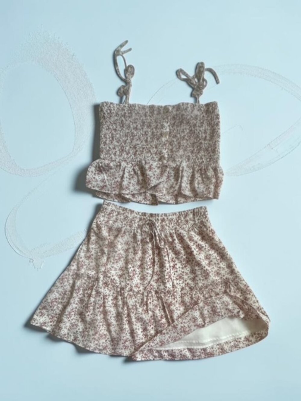 Tiered Skirt and Top SET Size M Floral